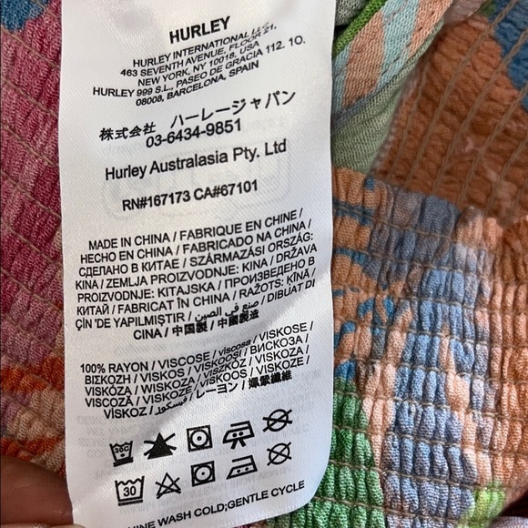 Hurley Multicolor Tropical Print Women's Top - Picture 7 of 8